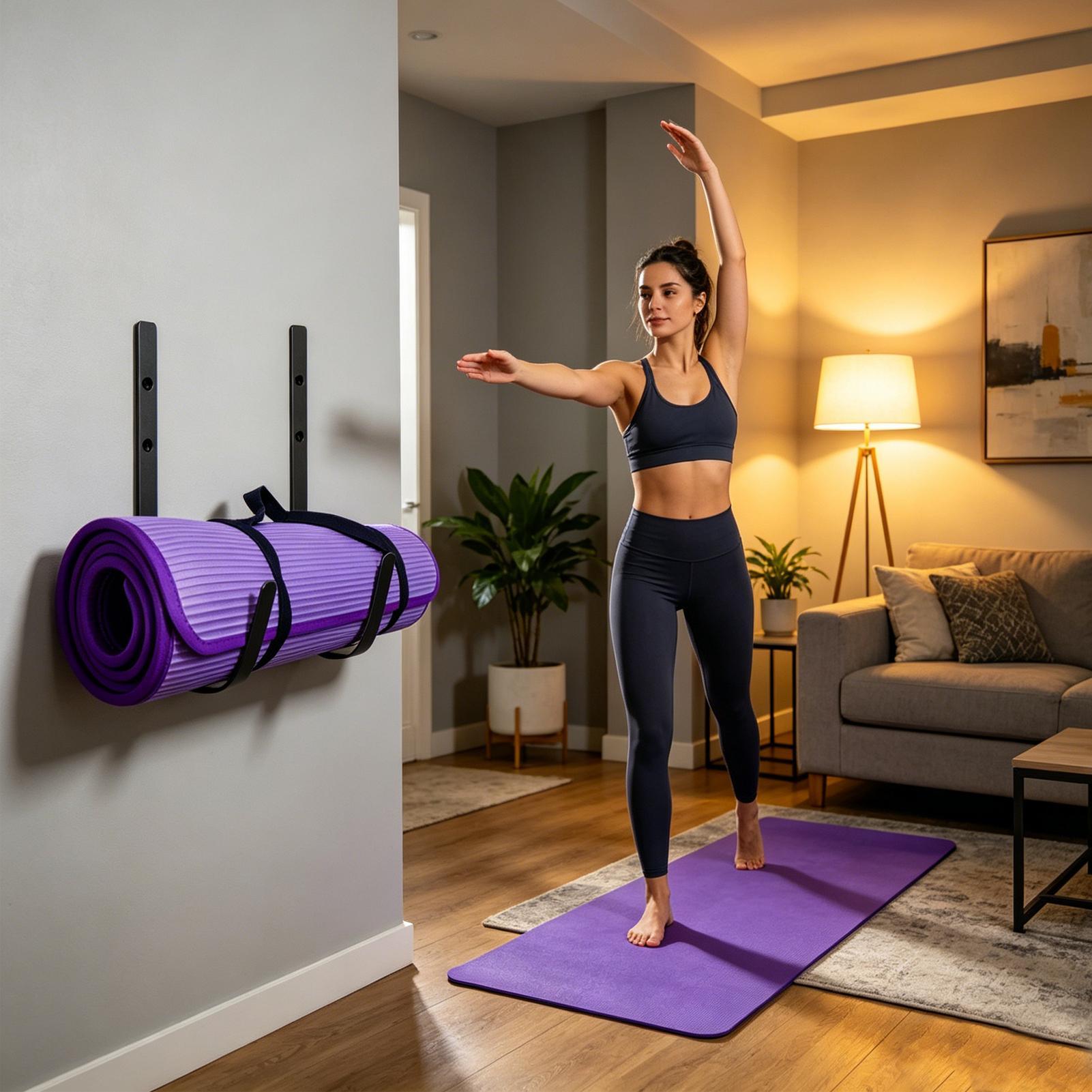 Pilates Yoga Garage - Supporto da Parete per Tappetino Yoga,