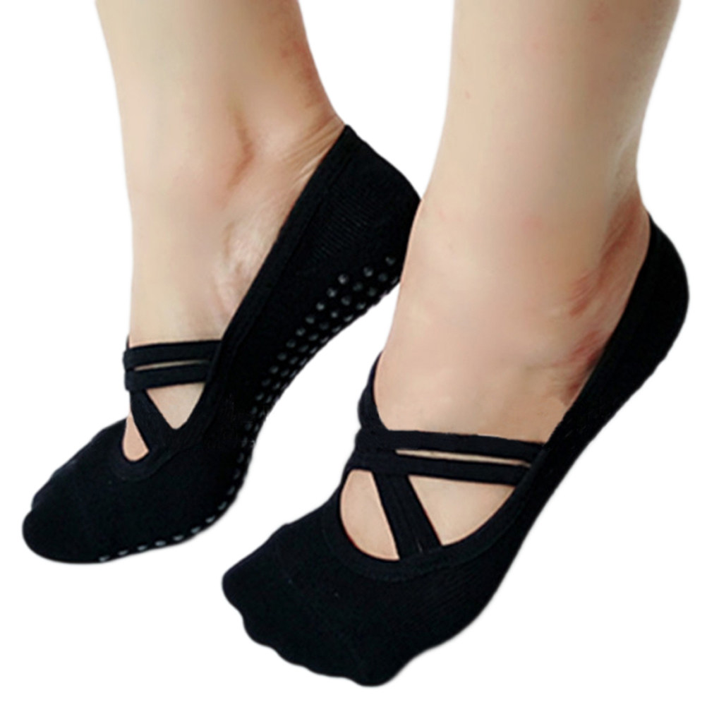 Pilates Yoga Barre - Calzini da Yoga per Donne, Neri,